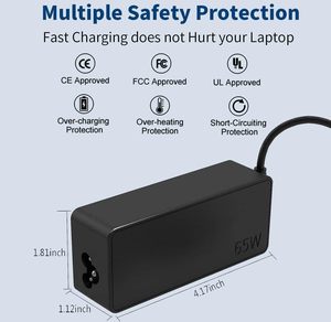 Nouvel adaptateur secteur pour ordinateur portable 20V 3.25A 65W PD, prise carrée fine, avec protection OTP/OVP pour ThinkPad Yoga - Product Image 6