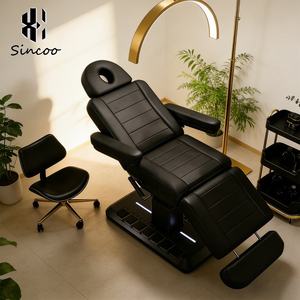 Manufacturer Modern Black Electric Beauty Salon Massage Table Hydraulic Reclinable Spa Lash <b>Beds</b> 4 Motors Facial Beauty <b>Bed</b> - Product Image 4
