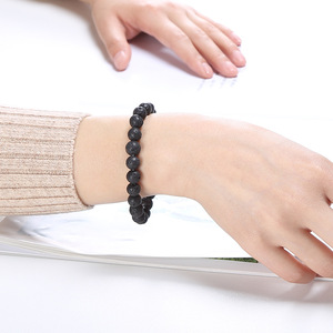<span class=keywords><strong>Bracelet</strong></span> américain de perles de pierre volcanique naturelle en stock, <span class=keywords><strong>bracelet</strong></span> de perles rondes en pierre naturelle, simple et à la mode - Product Image 5