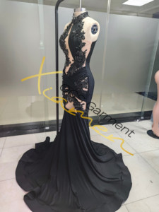 Ocstrade <span class=keywords><strong>Abito</strong></span> da Sera Elegante con Collo Alto e Strass per Donne, Vestito Nero con Diamanti per Compleanno, Ballo di Fine Anno e Serate Speciali - Product Image 4