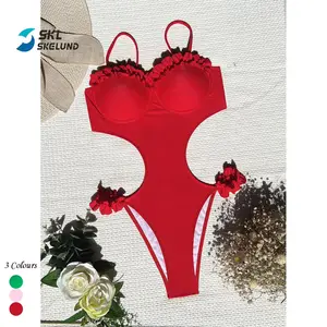 2022 Monokini Bikini Một Mảnh Đồ Bơi Không Dây Nâng Ngực Khoét Lỗ Bikini Nữ Gợi Cảm Nhún Bèo Cho Bé Gái Trẻ Trung