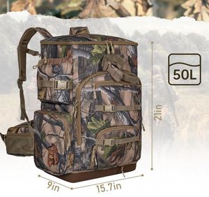Sac à dos de chasse avec housse de pluie imperméable, fond rigide autoportant, sac de chasse de 50L camouflage pour arc - Product Image 2