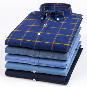 Camicia da <span class=keywords><strong>Uomo</strong></span> in Tessuto Oxford Puro <span class=keywords><strong>Cotone</strong></span> Anti-piega a Maniche Lunghe - Product Image 5