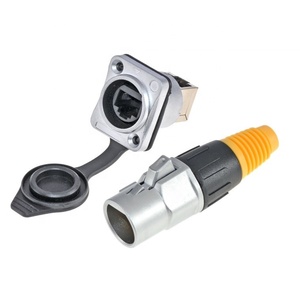 Vỏ kim loại công nghiệp ngoài trời không thấm nước RJ45 Bảng điều chỉnh gắn kết ổ cắm kết nối cắm + RJ45 ổ cắm 90 độ góc bên phải - Product Image 1