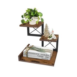 Houten Desktop Organizer Kleine Boekenplank <span class=keywords><strong>3</strong></span> Tier Opslag Plank Riser Display Stand Voor Kantoor Dector - Product Image 1
