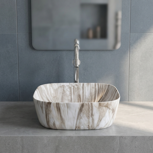 Designer Sanitaire Salle de Bain Céramique Comptoir Lavabo Marbre Lavabo Rectangulaire à Vendre en Offre Prix Discount - Product Image 1