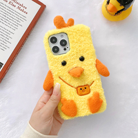 Étui pour téléphone portable en TPU en peluche avec un dessin de canard en 3D pour iPhone Samsung Xiaomi