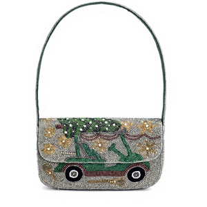 Bolso de hombro artesanal con cuentas, diseño de carrito de golf, cierre de solapa, estilo bohemio, para otoño e invierno, regalo, venta al por mayor - Product Image 1