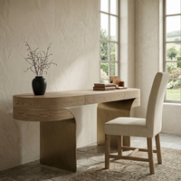 Bureau RH Elodi, table d'ordinateur moderne, design unique avec pieds courbes, surface en bois massif écologique, style minimaliste pour la maison et le bureau