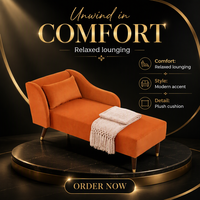 Canapé-lit minimaliste en tissu velours orange beige, une place, chaise longue rembourrée, pour chambre à coucher, salon