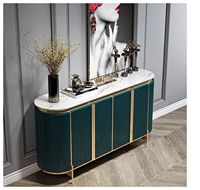 Meuble de salon en acier inoxydable doré avec plateau en marbre de luxe, console de rangement, table d'appoint, mobilier de maison