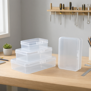 Clear Rectangular PP Plastic Storage <b>Box</b> Thickened High Transparency Portable for <b>Small</b> Parts Tools Stationery - Product Image 3