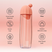 Bouteille à thé avec bouchon à vis, infuseur à thé intégré et design à large ouverture, forme hexagonale transparente, bouteille infuseur de qualité alimentaire