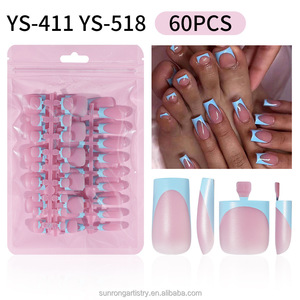 Wearable Toenails Fingernails Nails Tips 60pcs French Square White Black Tip Foot <b>Hand</b> Toe Nail Set - Product Image 6