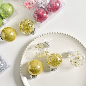 PET Christmas <b>Baubles</b> 6cm 8cm Transparent <b>Plastic</b> Ornaments Glitter Striped Full Color Hanging Decorations - Product Image 3