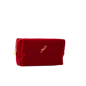 Custom Made Luxury Wine Red <strong>Velvet</strong> Rectangular Cosmetic <strong>Bag</strong> <strong>Make</strong> <strong>up</strong> Pouch Makeup Beauty Case with Gold Embroidery Logo - Product Image 2