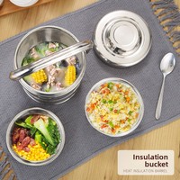 Boîte à lunch isotherme à triple compartiment en acier inoxydable 304 de grande capacité pour étudiants