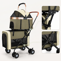 Poussette double pour animaux de compagnie 2 en 1 avec deux paniers amovibles, pliable, pour chiens et chats, pour plusieurs animaux