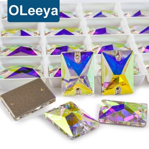 OLeeya K9 Cristales de imitación AB rectangulares gruesos para coser, piedras de vidrio de base plana al por mayor para accesorios de prendas de vestir y bikinis - Product Image 1