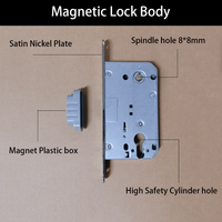 Serrure magnétique silencieuse BBDHOME Security Room pour porte en bois, modèle 8550, nickel satiné