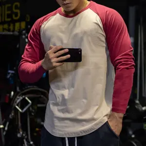 T-shirt manches longues pour homme, col ras du cou, respirant, porté à même la peau, couleur unie, sport et loisirs, 2022