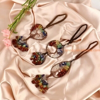Prix usine cristal naturel pierre arbre de vie porte-clés pendentif Chakra suspendu fil de cuivre Wrap voiture mur cintre maison déco