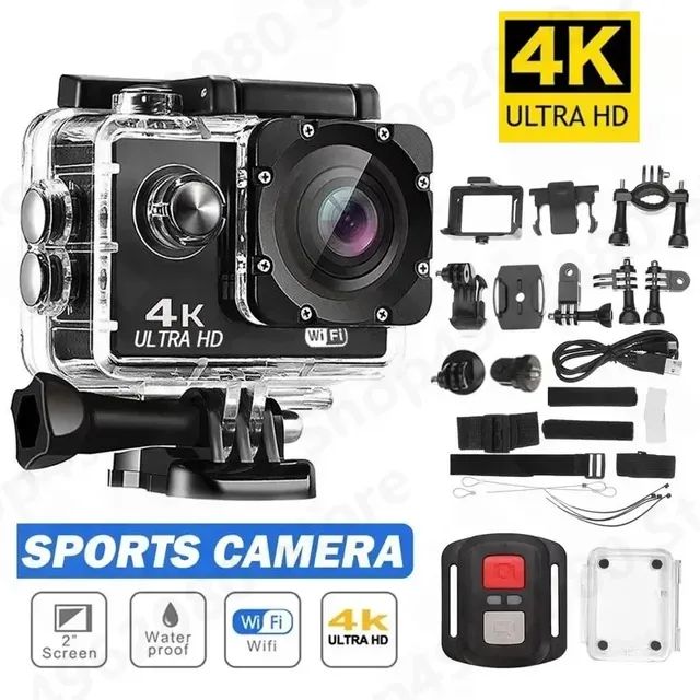 Action Camera 4K Ultra HD Waterproof 2.0-inch Screen WiFi Remote Control Underwater Helmet Sports Go Video Camera