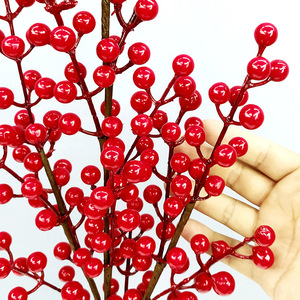DREA Longue tige, 12 fourches, fleurs artificielles, baies rouges, fausse plante, branches de baies artificielles pour la décoration - Product Image 4