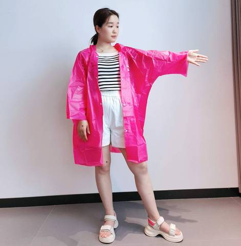 Portable Biodegradable PLA Raincoat for Girls Disposable Waterproof Rainwear with Buttons for Travel and Outdoor Hiking Tours