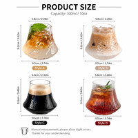 Tasse à café glacé, jus ou cocktail en verre borosilicate transparent de 10 oz, design Mont Fuji, sans pied, unique, pour latte