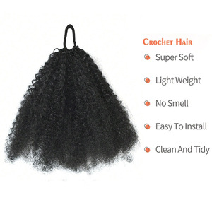 Extensiones de Cabello Sintético Afro con Cola de Caballo de 10 Pulgadas, Negras, con Banda Elástica, Sin Pegamento, para Comercio Transfronterizo - Product Image 4