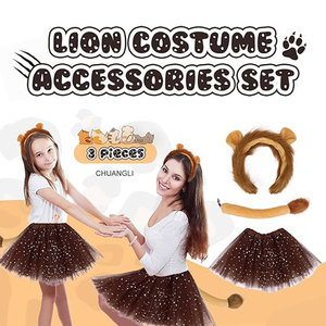 Accessoires <span class=keywords><strong>Cheveux</strong></span> Lion pour Enfants : Ensemble <span class=keywords><strong>Bandeau</strong></span>, Jupe Tutu, Oreilles, Queue, Nœud, Gants et Griffes pour Fête d'Halloween - Product Image 6