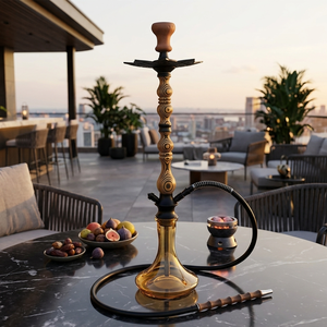 Chicha en verre à tuyau unique avec base en bois pour terrasse, bar, club, <span class=keywords><strong>pub</strong></span>, usage quotidien et détente - Product Image 2