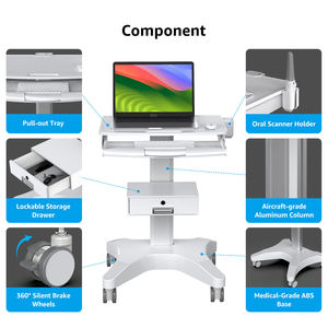 Carrelli Mobili di Alta Qualità per Studi Dentistici con Laptop e <span class=keywords><strong>Scanner</strong></span> Intraorali, Forniti dalla Fabbrica, con Staffe per Alimentazione Manuale - Product Image 3