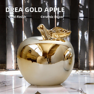 Decorazioni per la casa di lusso in ceramica Apple decorazioni dorate placcato decorazione per la casa moderna Pattern verticale Art per matrimonio regalo di natale - Product Image 2