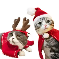 बिल्ली क्रिसमस संगठन पालतू क्रिसमस कॉस्टयूम बरसती सांता टोपी दुपट्टा सींग टोपी समायोज्य कॉलर धनुष टाई कुत्ता बिल्ली पिल्ला के लिए
