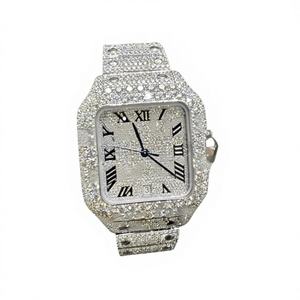 Nouvelle montre tendance de haute qualité en acier inoxydable avec diamants Moissanite VVS, verre résistant à l'eau 10 bars, style Iced Out, idéale pour un cadeau - Product Image 1
