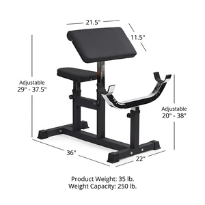 Estación de Pesas Ajustable para Curl de Bíceps, Capacidad de 250 LB, Asiento Ajustable, Reposabrazos Ajustable, Barras Resistentes - Product Image 4