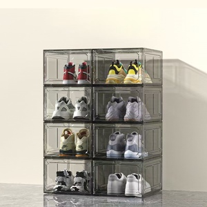 Caja de almacenamiento de zapatos con puerta transparente para almacenamiento de zapatos deportivos caja de zapatos transparente apilable fácil de montar - Product Image 2