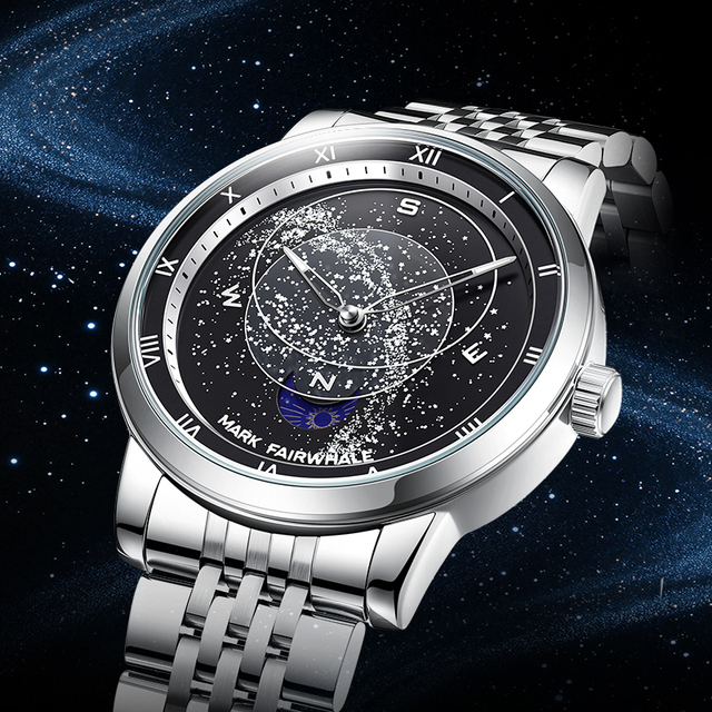 Mark Fairwhale Astronomical Starry Sky Style Men's Watch Trendy Luminous Water Resistant Quartz Watch Wholesale FW-5053