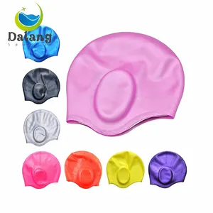 Uomini donne capelli lunghi impermeabile cuffia piscina orecchio protezione in Silicone eco friendly cuffia da nuoto logo per capelli lunghi