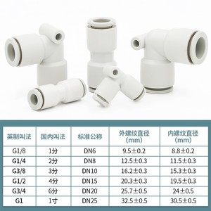 Qingze Pneumatic Fittings <b>Quick</b> Plug <b>Connector</b> 08 Elbow 90 Degree Bend Plastic Air Hose Adapter for 0.2-1MPA Pressure - Product Image 3