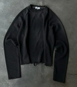 Manufacturer 320GSM Custom Embroidered <strong>White</strong> Washed Vintage Raw Hem <strong>Long</strong> <strong>Sleeve</strong> <strong>T</strong> <strong>Shirt</strong> in Private Labeling Brand Launch - Product Image 3