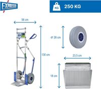 Chariot à main professionnel EXPRESSO Alu entièrement monté pour caisses de boissons et fûts, capacité 250 kg, pneus pleins anti-crevaison