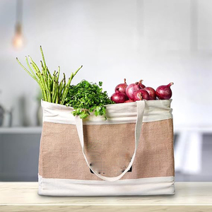 Eco-Friendly School Travel Shopping Beach Women Reusable Canvas Tote Large Capacity Jute Bag With <b>Wallet</b> - Product Image 3