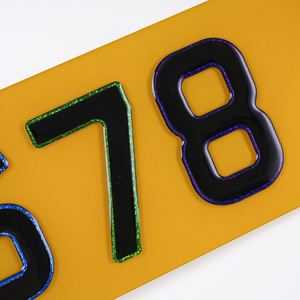 Placa acrílica delantera y trasera fibra de carbono 4D letra acrílica 3D 4D letra amarilla placa de matrícula de coche europea - Product Image 5