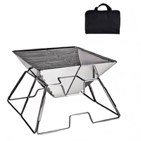 Réchaud de camping moderne, portable et pliable en acier inoxydable, barbecue extérieur au bois et au charbon de bois pour 3 à 5 personnes, avec sac de transport pour pique-nique