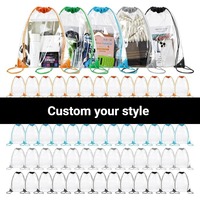 Sac d'événement souple en PVC transparent imperméable à faible MOQ avec cordon de serrage pour stades, concerts, sports et gymnases, unisexe