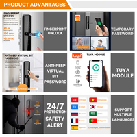 Cerradura Electrónica Inteligente para Puerta, Grado C, Idioma Personalizable, Múltiples Métodos de Desbloqueo, Cerradura Inteligente para Puerta de Madera, Aplicación Tuya
