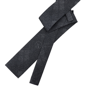 Cravates pour hommes en soie de luxe, à motif écossais abstrait, coupe <span class=keywords><strong>droite</strong></span>, modernes, noires et argentées, fines - Product Image 4